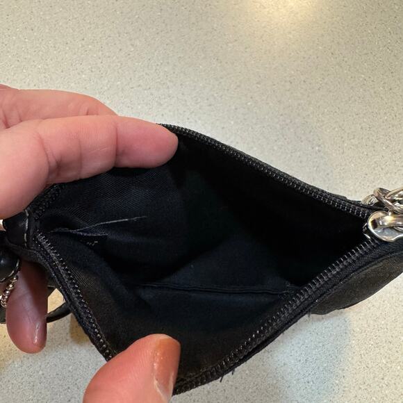 Coach Signature Wristlet Black Jacquard Fabric 6x4.5" - Picture 3 of 3